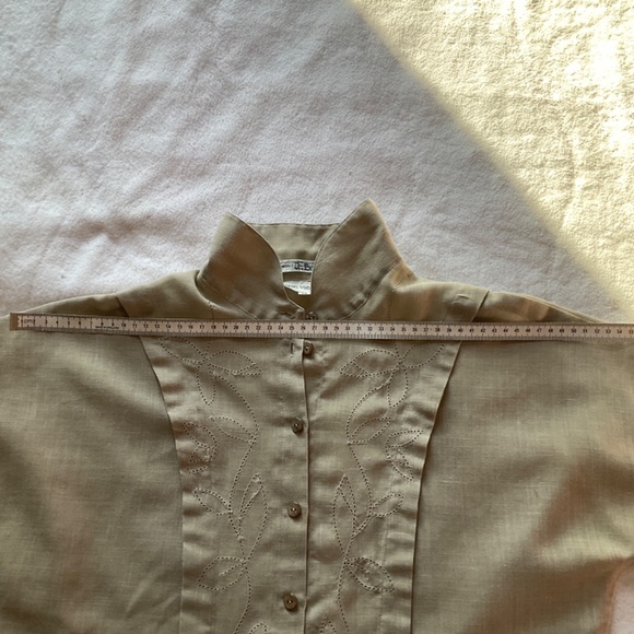 Brown Short sleeved linen Susan Van Heusen blouse - Picture 8 of 9